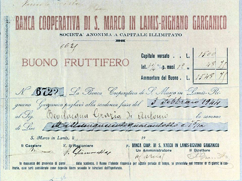 Quando Rignano Garganico e San Marco avevano la loro banca.